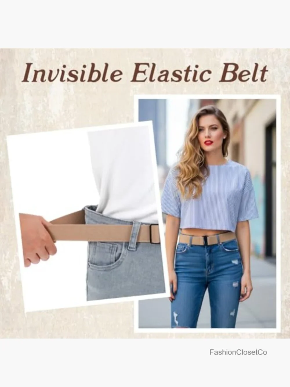 2Pcs Elastic Stretch Belt with Flat Buckle for Jeans Pants Dresses